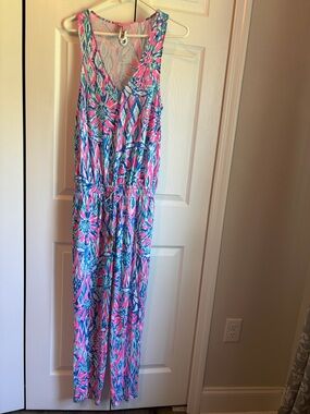 Lilly Pulitzer Pink & Blue Printed Sleeveless Jumpsuit